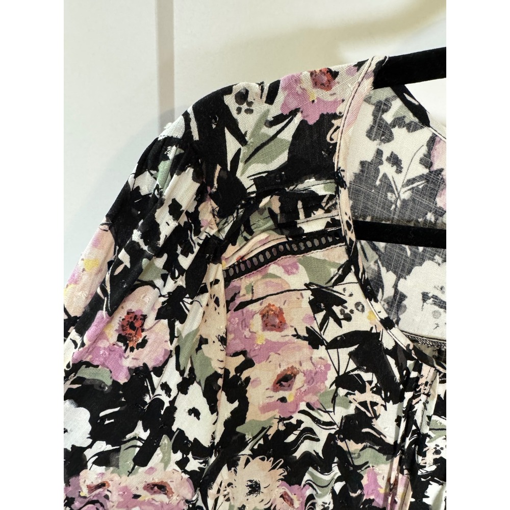Torrid Floral Swiss Dot Midi Dress Black Pink Whimsigoth Boho Pockets Size 2XL - Picture 4 of 9